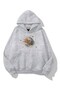Unisex Moon Star Printed Gray Hooded Kangaroo Pocket Sweatshirt