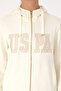 Women's Cream Zippered Hooded Basic Sweatshirt 50307769-Vr256 - 6