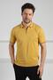 Yellow Polo Neck Zippered Men's Cotton Knitwear T-Shirt - 3