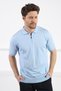 Blue Polo Neck Zippered Men's Cotton Knitwear T-Shirt - 3