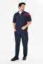 Men's Micropoly Fabric Short Sleeve Tracksuit Navy Blue 921-L