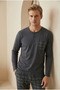 Men's Combed Cotton Pajama Set with Pockets - 3