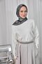 Polyester Blended Shiny Scarf Gray Ethnic Patterned Shiny Textured 90X90 - 2