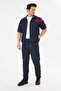 Men's Micropoly Fabric Short Sleeve Tracksuit Navy Blue 921-L - 7