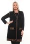 Black Rose Embroidered Winter Thick Buttoned Long Pocket Knitwear Mother's Vest - 3
