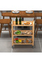 OneDcor Serving Cart - 3 & 4 Tier Wooden Kitchen Trolley with Storage - Multipurpose Utility - 5