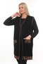 Black Rose Embroidered Winter Thick Buttoned Long Pocket Knitwear Mother's Vest