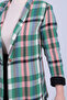 Women's Green Shawl Collar Sleeves Paneled Single Button Jacket Arm-26K001087 - 3