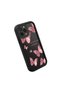 iPhone 15 Pro Compatible Black Silicone Butterfly Pattern Impact Protection Case - 4