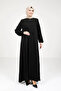 Black Zippered Front Pocket Adjustable Side Zipper Detailed Hijab Ferace 9326-25