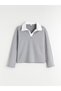 Alita City Lcw Kids Gray Polo Collar Striped Girls' Sweatshirt and Leggings - 4