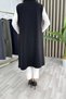 Leaf Vest Steel Ribbed Fabric Women's Black Buttoned and Pocket Detailed Hijab Long Vest - 3
