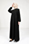 Black Zippered Front Pocket Adjustable Side Zipper Detailed Hijab Ferace 9326-25 - 3