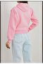 Women's Pink Hooded Oversize Crop Sweatshirt - 4