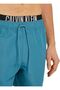 Men's Elastic Waist Part and Drawstring Quick Dry Fabric Turquoise Shorts Km0Km01094-Chj - 2
