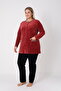 Women's Plus Size Cotton Velvet Tracksuit Set / Copper - Black 2309 - 4