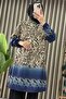 Gece Takim Wool Effect Fabric Tunic, Double Fabric Trousers Navy Blue Women's Hijab Suit with Leopard Patterned Trousers - 2