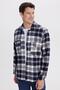 Men's Regular Fit Relaxed Fit Winter Plaid Double Pocket Snap Button Shirt - 5