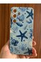 Samsung Galaxy S25 Sea Shell Ocean Printed Inside Velour Silicone Phone Case - 6