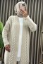 Beli̇z Hirka Acrylic Yarn Fabric Women's Beige Knitted Patterned Winter Thick Cardigan - 2