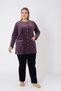 Women's Plus Size Cotton Velvet Tracksuit Set / Black - Purple 2309 - 4