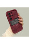 Samsung Galaxy S22 Ultra Compatible Burgundy Silicone Ribbon Patterned Impact Resistant Phone Case - 3