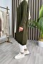 Beli̇z Hirka Acrylic Yarn Fabric Women's Khaki Knitted Patterned Winter Thick Cardigan - 2