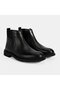 Men's Black Leather Boots with Rubber Detail