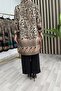 Gece Takim Wool Effect Fabric Tunic, Double Fabric Pants Mink Women's Hijab Suit with Leopard Pattern Pants - 4