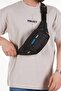 Men's Fabric Crossbody Chest Shoulder & Waist Bag with USB Headphone Jack - Black - Blue - 2