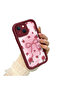 iPhone 14 Plus Compatible Beautiful Rose Pattern Burgundy Silicone Impact Protection Case - 2