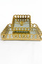 Gold Framed Mirrored Decorative Tray (20X30) and Napkin Holder (18X18) Set - 3