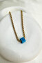 Gold Color Blue Bead Detail Chain Necklace (40+5 cm) - 2