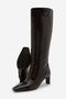 Women's Blunt Toe Bellows Heeled Boots Without Zipper Doreka Brown - 7