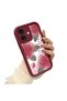 iPhone 16 Compatible Beautiful Rose Pattern Burgundy Silicone Shock Protection Case - 2