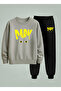 Sweatshirt - Tracksuit Set Unisex Children's Crew Neck Cat Dark Printed 3 Thread Raised