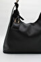 Women's Large Size Leather Charm Adjustable Shoulder Strap Hand and Shoulder Bag Black - 5