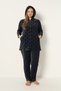 Women's Plus Size Cotton Hooded Velvet Tracksuit Set / Navy Blue - - B 2312 - 7
