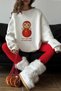 Women's Oversized Sweatshirt Dress Matryoshka Girl Printed White – Crew Neck, 3 Thread Fleece - 3