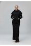 Women's Lining Long Skirt Dress - Hooded Pocket Vest Knitwear Set - 2
