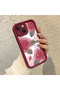 iPhone 15 Compatible Beautiful Rose Pattern Burgundy Silicone Shock Protection Case - 4