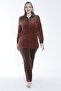 Women's Plus Size Cotton Zippered Velvet Tracksuit Set / Tile - - B 2280 - 2