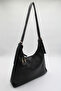 Women's Large Size Leather Charm Adjustable Shoulder Strap Hand and Shoulder Bag Black - 3