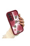 Beautiful Rose Pattern Burgundy Silicone Shockproof Case Compatible with Samsung Galaxy M15 - 2