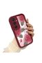 Beautiful Rose Patterned Burgundy Silicone Shock Protection Case Compatible with Samsung Galaxy A25 - 2
