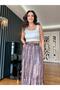 Smoky Brown Tones Belted Skirt - 5