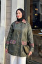 Women's Trench Coat with Epaulettes Dark Green - 4