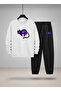 Sweatshirt - Tracksuit Set Unisex Children's Crew Neck Purple Cat B Printed 3 Thread Raised