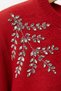 Women's Red Crew Neck Stone Embroidered Soft Textured Christmas Combination Knitwear Sweater Blouse - Women's Kaz - 5