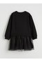 Two Mt Shop Quality Lcw Kids Black Oval Collar Stoned Girls Tutu Dress - 3
